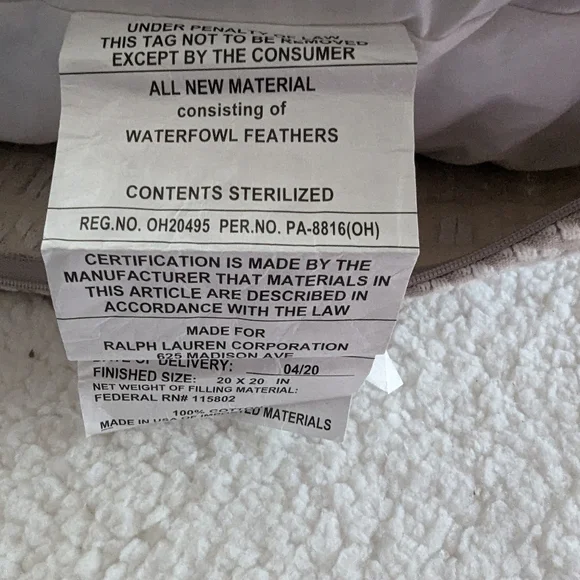 Ralph Lauren embroidered throw pillow with feather insert - Picture 4 of 9